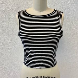 Black & White Striped Crop Top